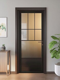 简约室内黑框玻璃门场景