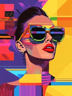 时尚酷感墨镜女郎插画