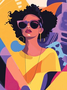 时尚酷感的非洲裔女性形象