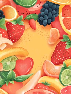缤纷水果环绕的活力画面