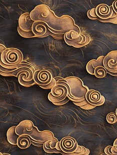 中式浮雕祥云纹理图案