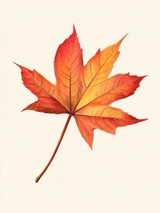 单枚多彩枫叶插画