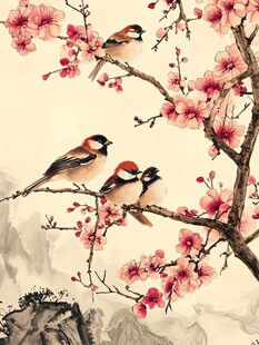 枝头鹊闹 繁花映春色