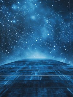 梦幻星空下的科技感地面