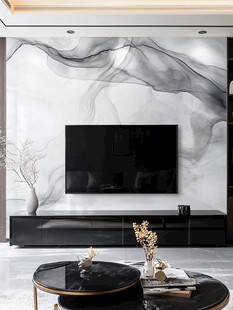 现代水墨风客厅电视背景墙