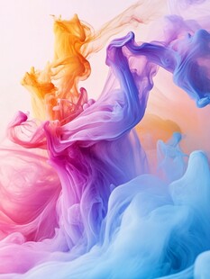 梦幻色彩墨水舞动瞬间
