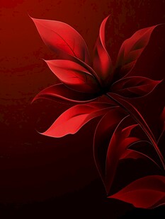 红色梦幻叶片艺术插画
