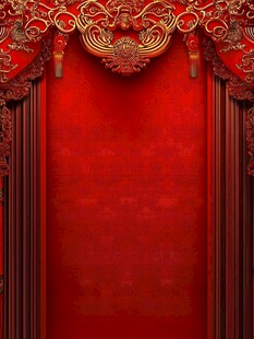中式红金华丽舞台背景