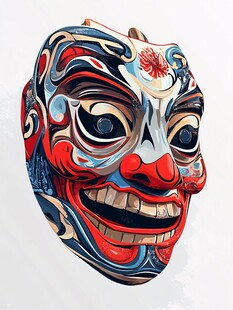 彩色神秘传统风格面具