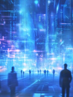未来都市科技感人群景象