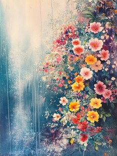 梦幻花卉瀑布美景