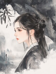 水墨古风侧颜佳人