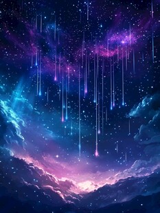 梦幻星空流星夜景插画