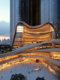 现代梦幻商业建筑夜景