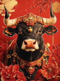 牛年祥瑞牛 繁花添喜庆