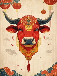 牛年祥瑞牛头像贺新春