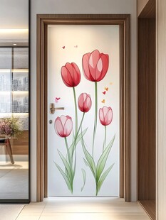 浪漫郁金香门贴装饰画