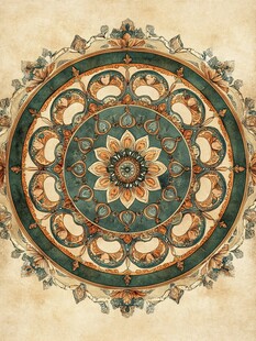 复古精美圆形花纹图案