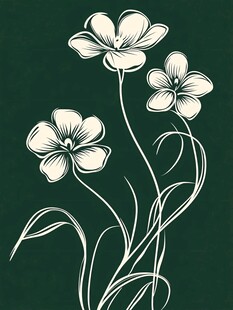 简约手绘白花图案设计