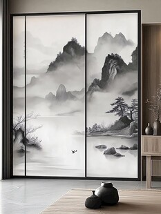 中式山水意境移门装饰画
