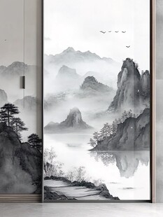 水墨山水玄关装饰画意境美