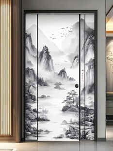 中式山水墨韵移门装饰