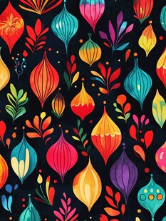 多彩花卉几何图案无缝背景