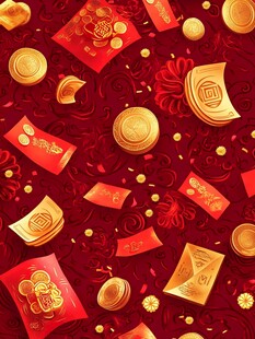 喜庆红包金币春节背景图
