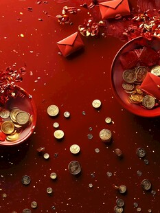 红底金元宝红包喜庆场景
