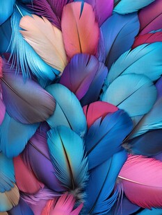 五彩斑斓羽毛特写