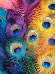 绚丽多彩的孔雀羽毛