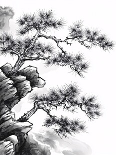 水墨苍松图
