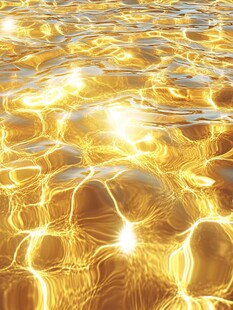 金色波光粼粼的水面