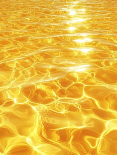 金色波光粼粼的水面