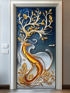 金色凤凰艺术入户门图案