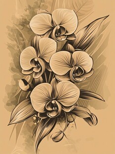 复古风手绘兰花插画