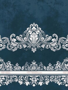 深蓝底白色复古花纹图案