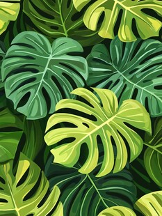 热带龟背竹叶图案背景