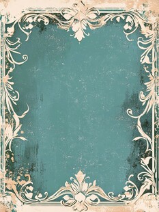 复古绿底花卉边框背景图