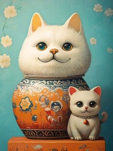 双猫伴古瓷 萌态惹人爱