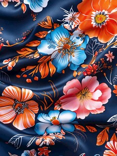 多彩花卉丝绸图案纹理