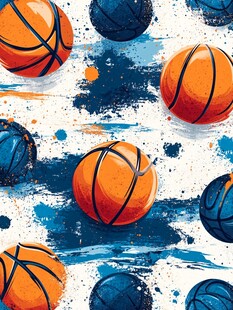 篮球水彩风图案设计素材