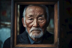 框中老者的岁月容颜
