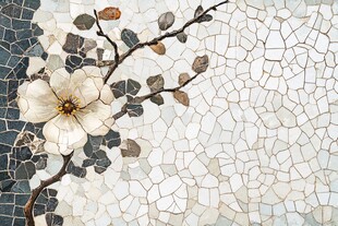 马赛克艺术 花朵与裂纹图案