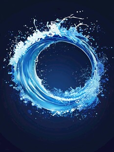 蓝色水环特效 动感飞溅