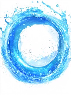 蓝色水花形成的圆形水环