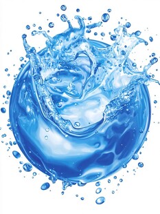 蓝色水花飞溅瞬间