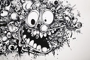 卡通风格奇幻怪物涂鸦