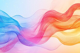 梦幻渐变彩色飘带背景图