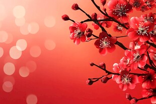 红梅绽放 背景柔美梦幻